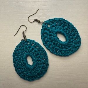 Handcrafted Teal Crochet Earrings